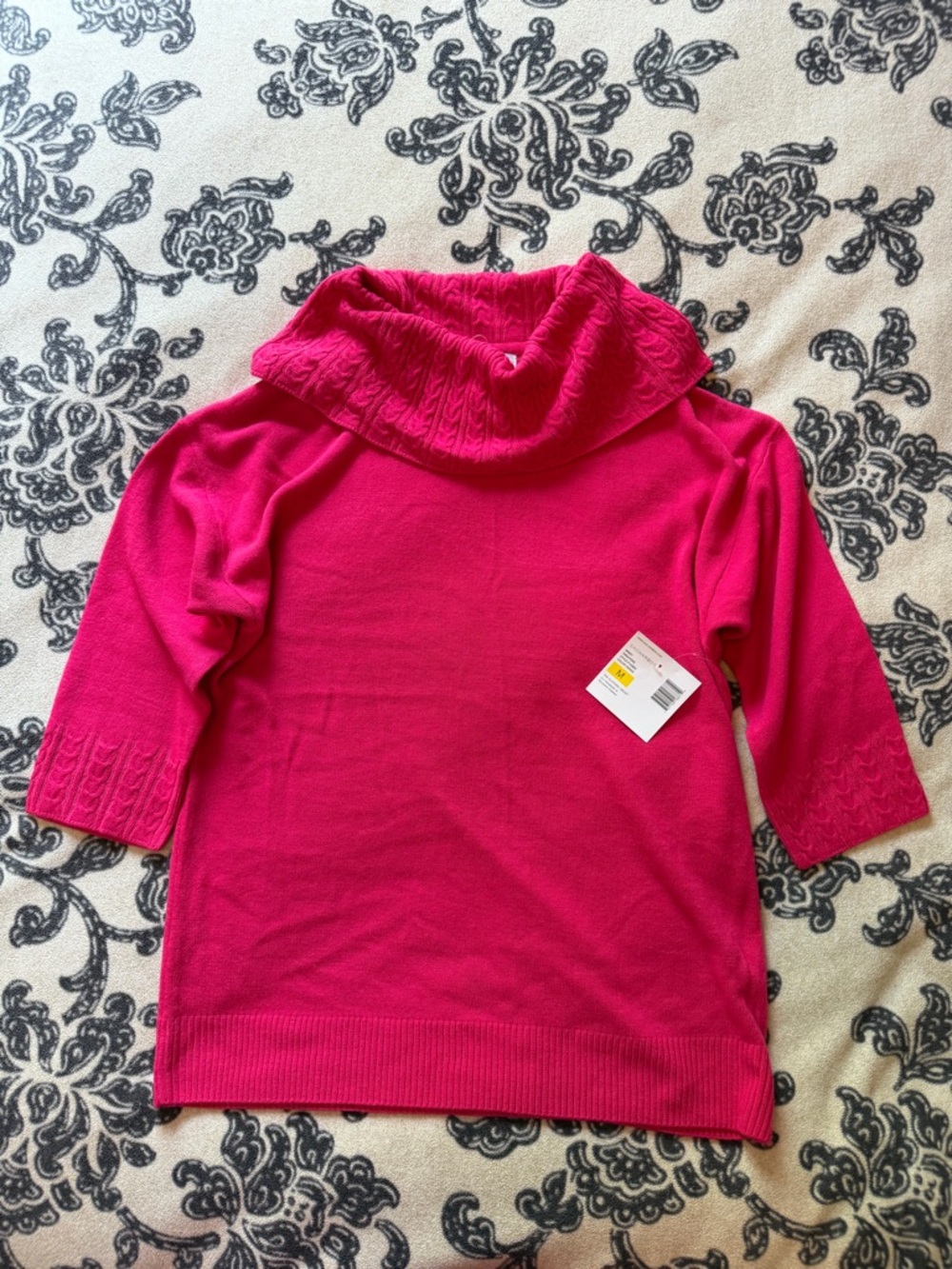 Bright Pink Cowl Neck Sweater